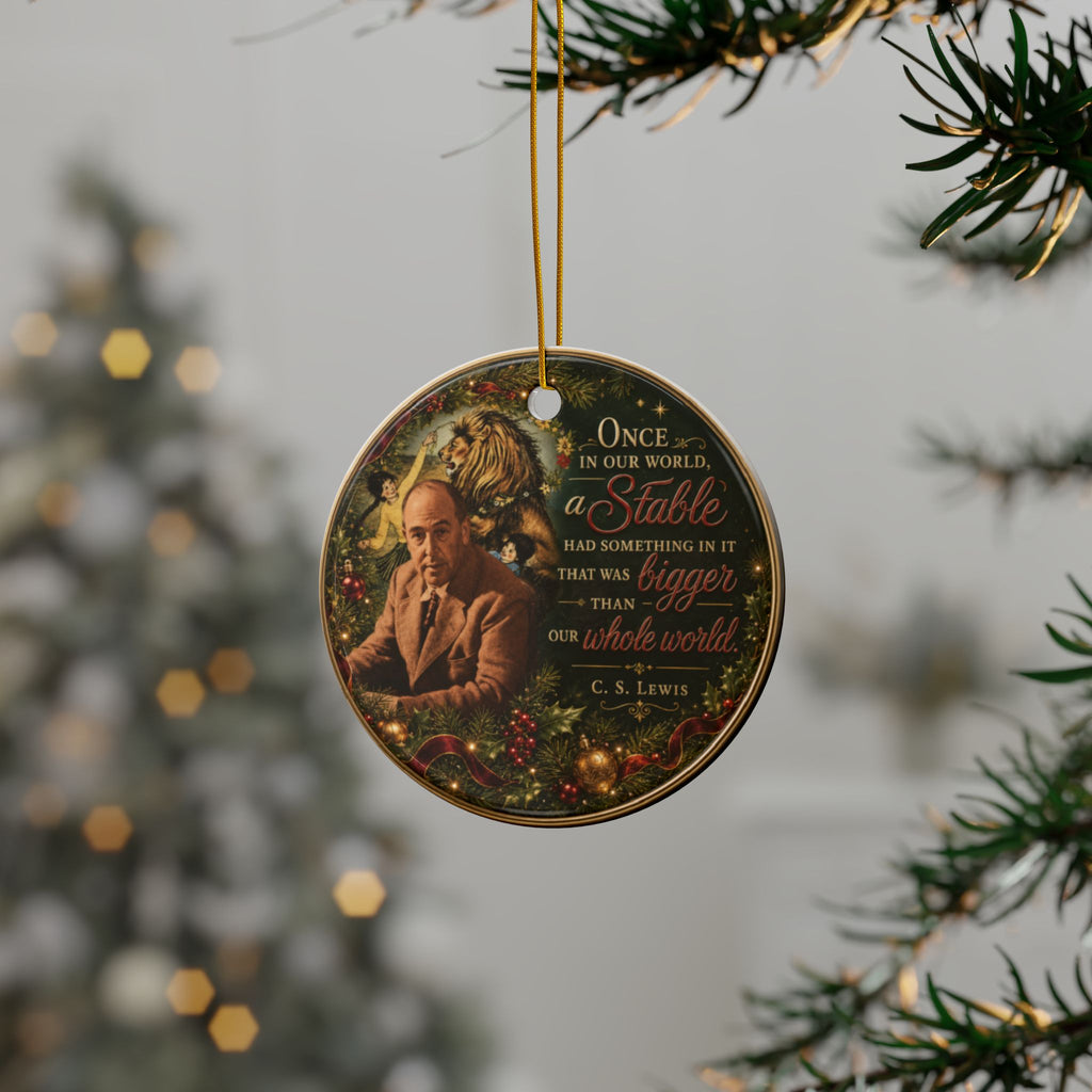 CS Lewis Stable Quote Christmas Ornaments, 2-Side Print, (1pc, 3pcs, 5pcs, 10pcs)