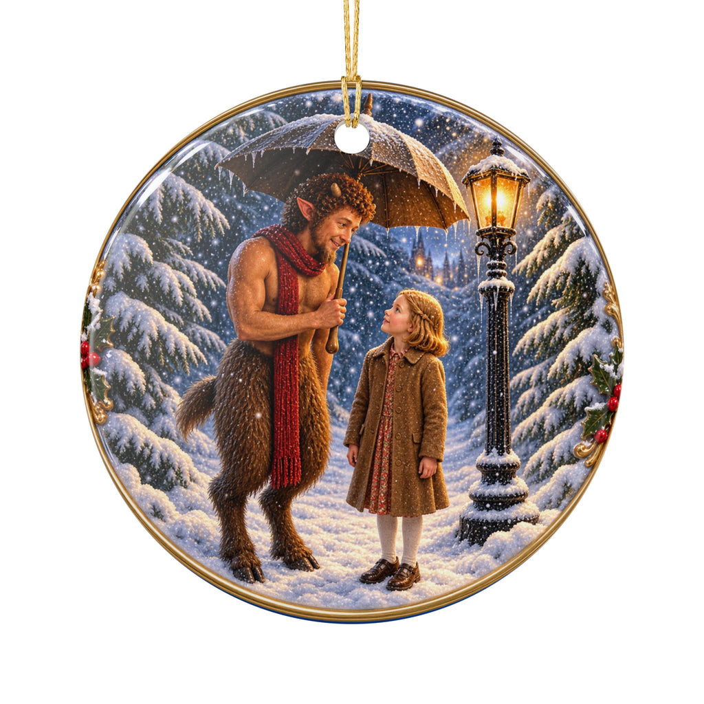 Lion Witch Wardrobe Winter 3D look Ceramic Christmas Ornament, (1pc)