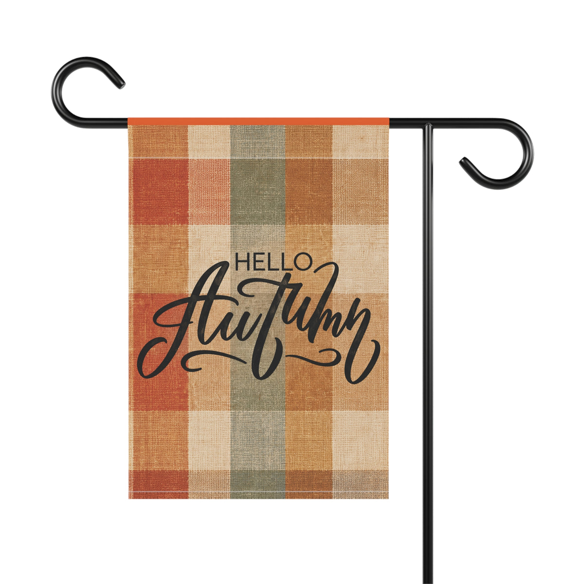 Hello Autumn Plaid Garden Flag – Fall Yard & House Banner