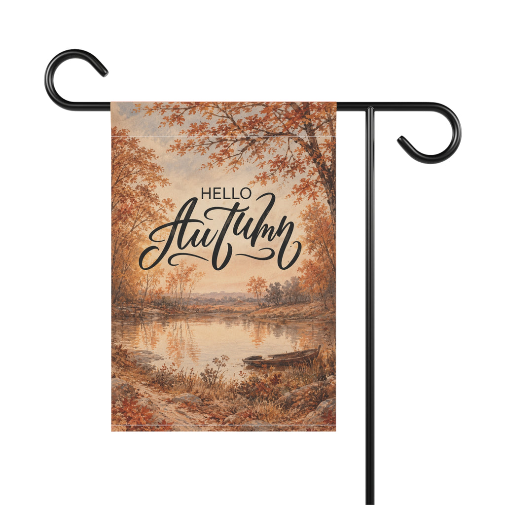 Hello Autumn Garden Flag - Fall Welcome House Banner