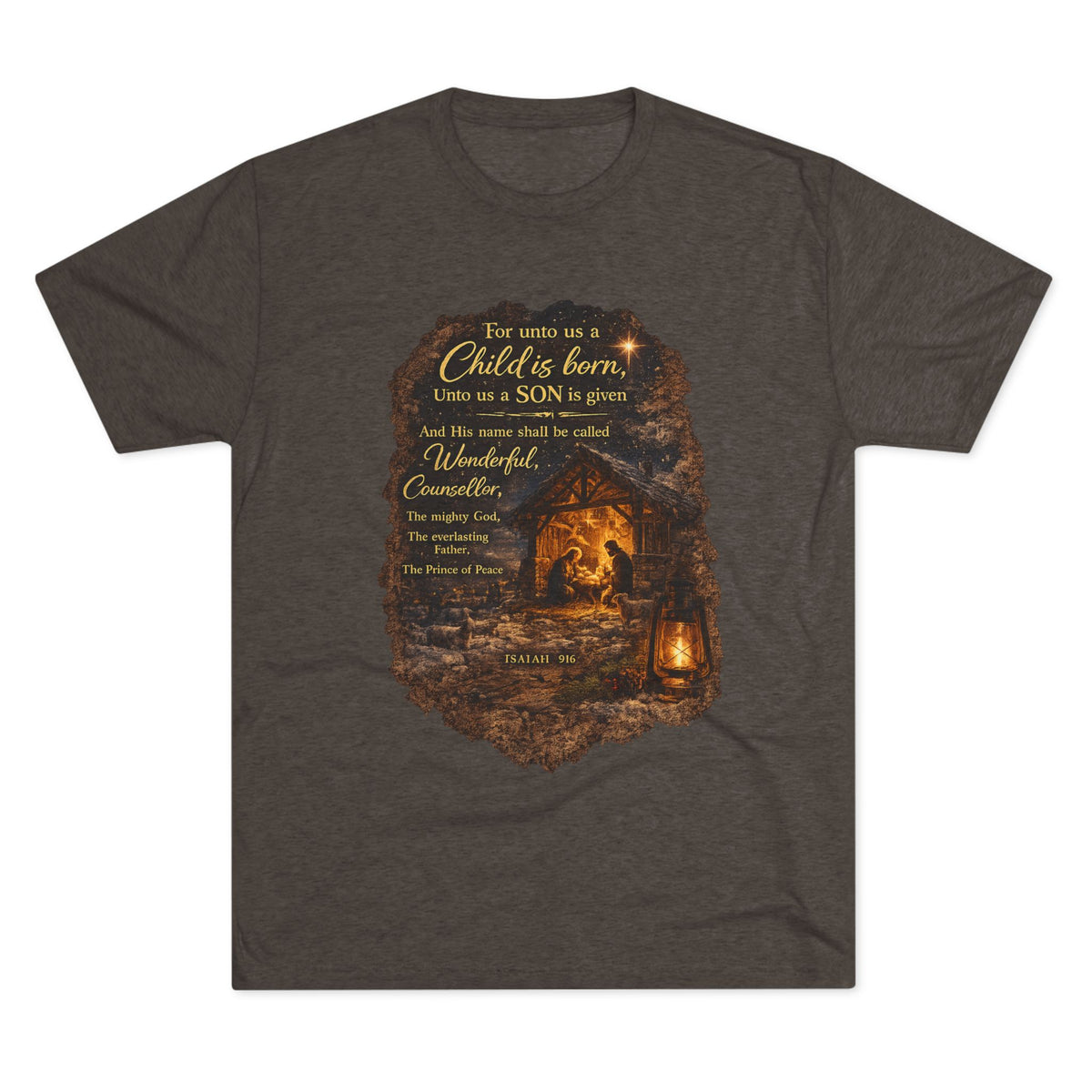Child Is Born Nativity Scene T-Shirt | Christmas Bible Verse