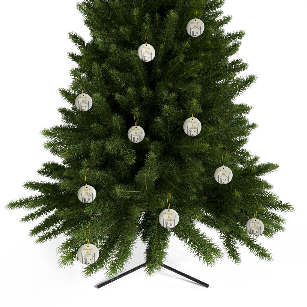 O Holy Night Nativity Ceramic Christmas Ornaments, 2-Side Print, (1pc, 3pcs, 5pcs, 10pcs)