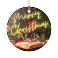 Merry Christmas Nativity Ceramic Decoration Ornament, (1pc)