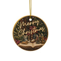 Vintage Nativity on Open Bible Christmas Ornaments, 2-Side Print, (1pc, 3pcs, 5pcs, 10pcs)