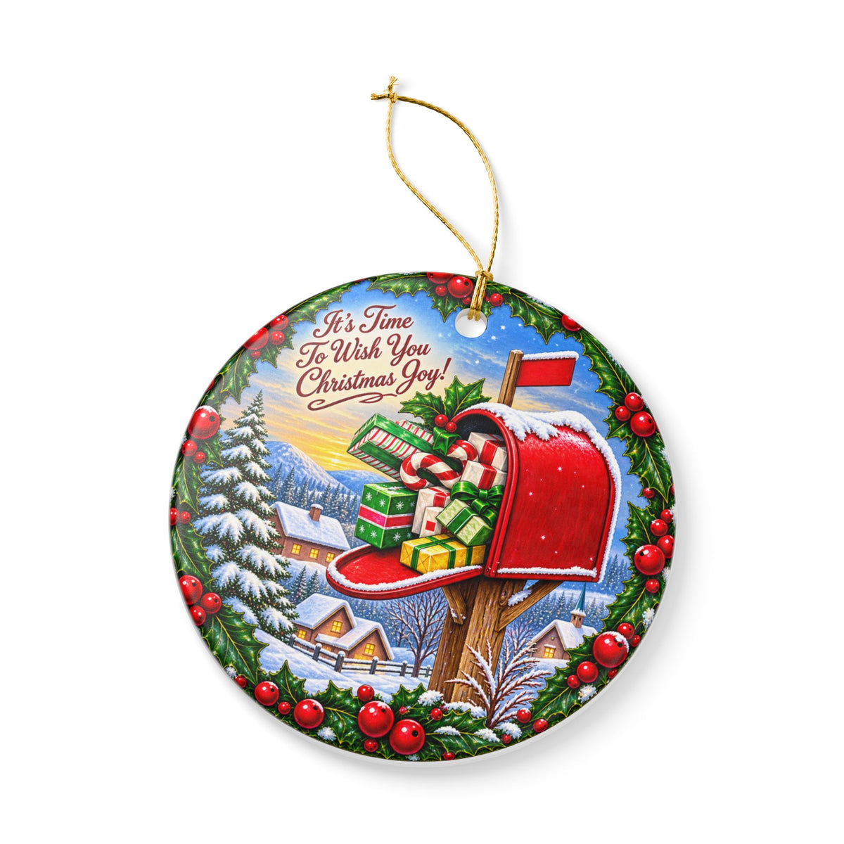 Christmas Mailboxes Ceramic Decoration Ornament, (1pc)